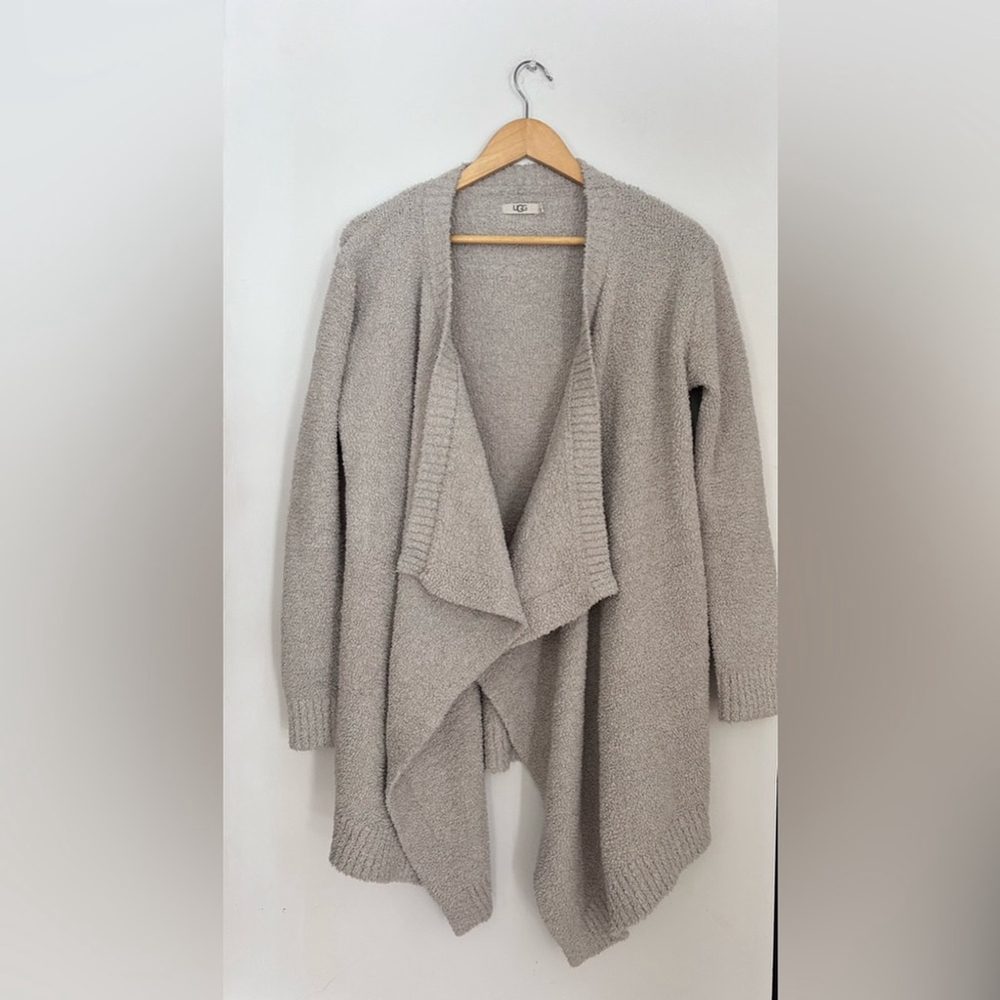 UGG Phoebe Wrap II Sweater Soft Knit Draped Cardigan Granite Beige small - Picture 2 of 7